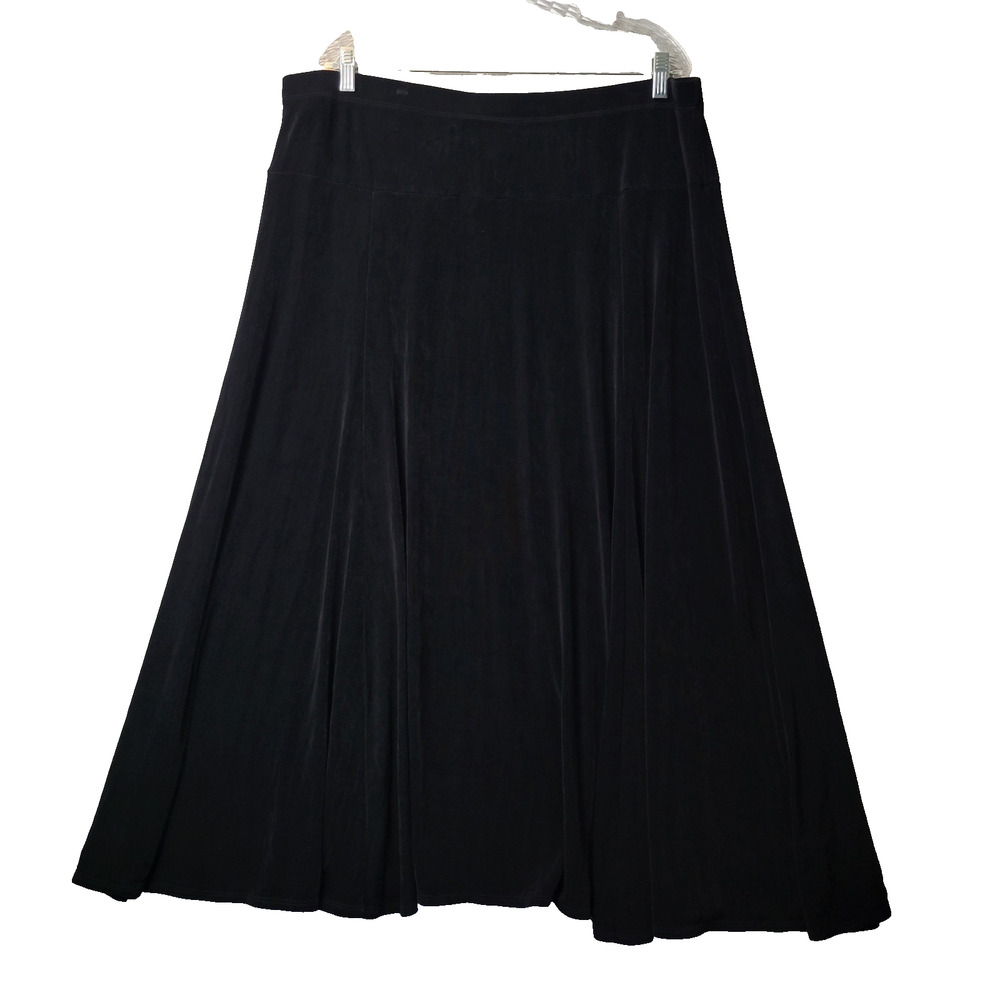 Coldwater Creek Black Pull On Flowy A Line Maxi Skirt Women's Plus 2X Stretch